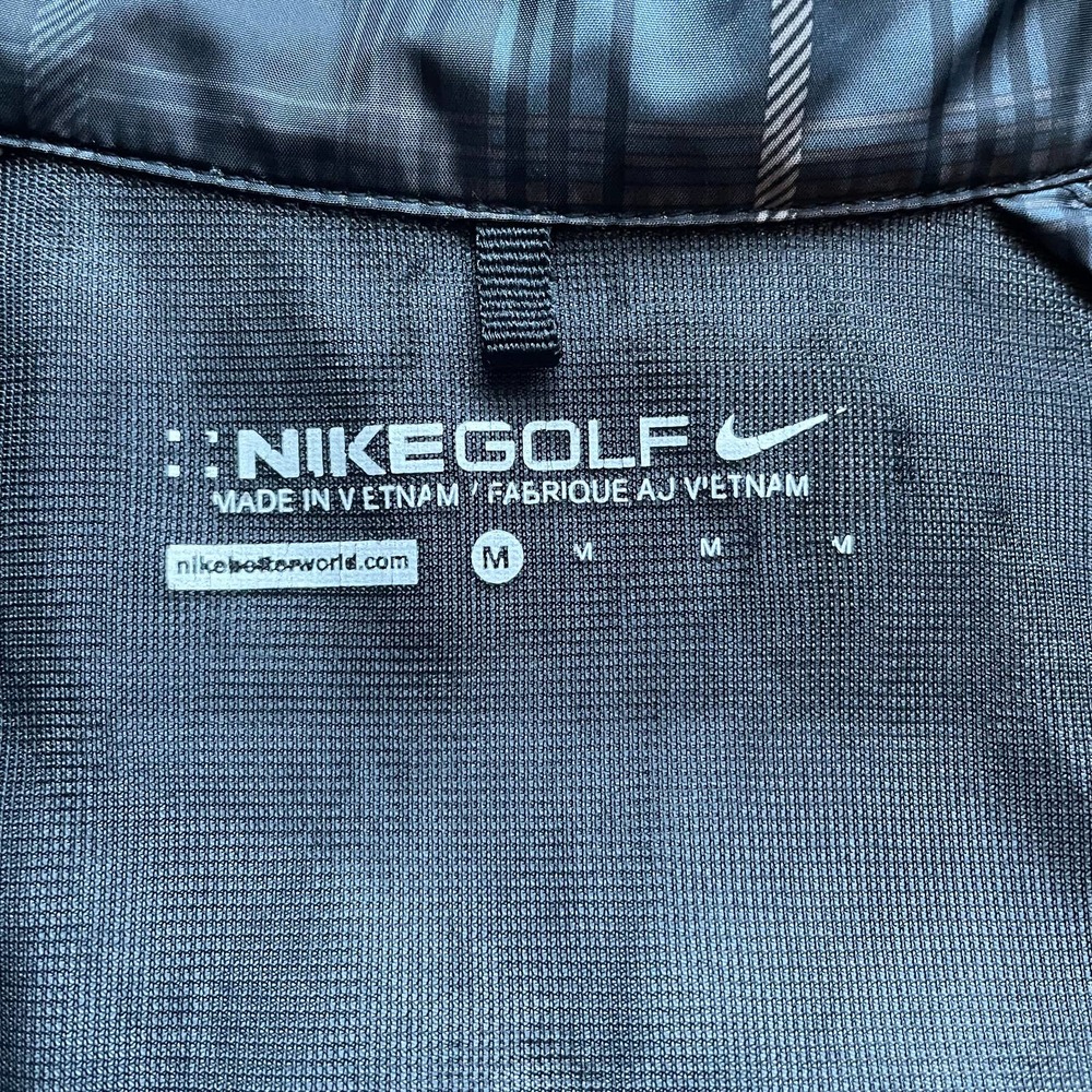 Jacket M Nike Golf Black Side Slip Green Plaid Detail Inside Zip Pockets Coat - Picture 4 of 7